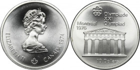 Canada, Elizabeth II, 10 Dollars Ottawa 1974 - Montreal Olympics, Temple of Zeus