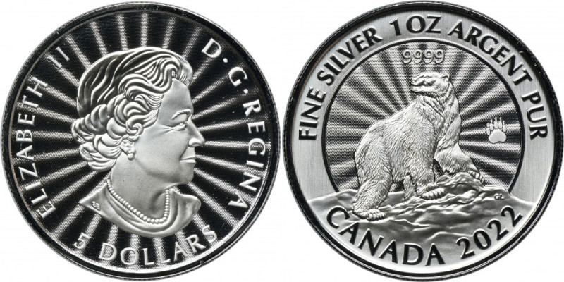 Canada, Elizabeth II, 5 Dollars Ottawa 2022 - Polar Bear Mintage 40.000 pieces. ...