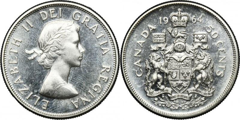 Canada, Elizabeth II, 50 Cents Ottawa 1964 Silver '800'. Srebro próby '800'. Ref...