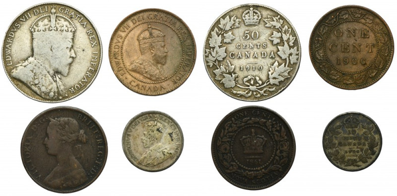 Set, Canada, Victoria, George V and Edward VII, 1 Cent, 10 Cents and 50 Cents (4...