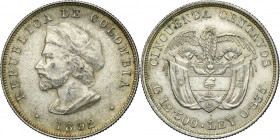 Colombia, Republic, 50 Centavos 1892 - Discovery of America