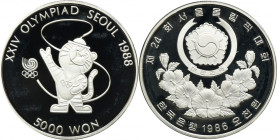 South Korea, 5.000 Won 1986 - Tiger Mascot