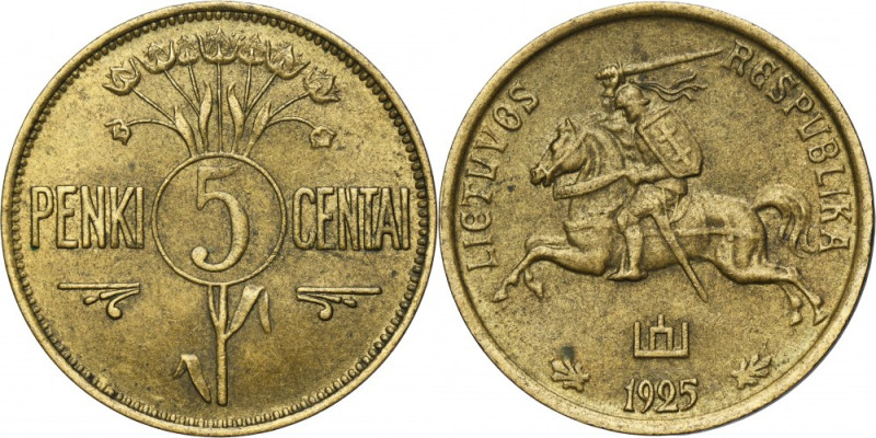 Lithuania, 5 Centai Birmingham 1925 Reference: Parchimowicz 5, Ivanauskas 3PR3-3...