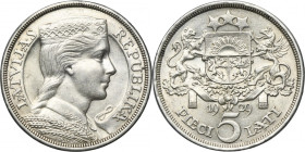 Latvia, Republic of Latvia, 5 Lati 1929