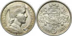 Latvia, Republic of Latvia, 5 Lati 1929