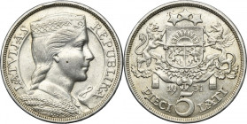 Latvia, Republic of Latvia, 5 Lati 1931