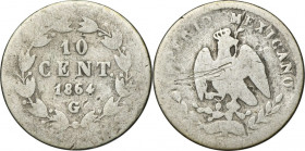 Mexico, Maximilian I, 10 Centavos Guanajuanto 1864 G - RARE