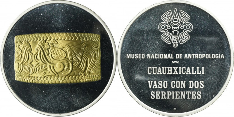 Mexico, Medal of the National Museum of Anthropology - Cuauhxicalli Vaso Con Dos...