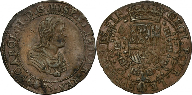 Spanish Netherlands, Charles II, Token for the Finance Office Brussels 1675 - RA...