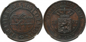 Netherlands East Indies, Willem III, 2 1/2 Cent Utrecht 1857 - NGC MS62 BN