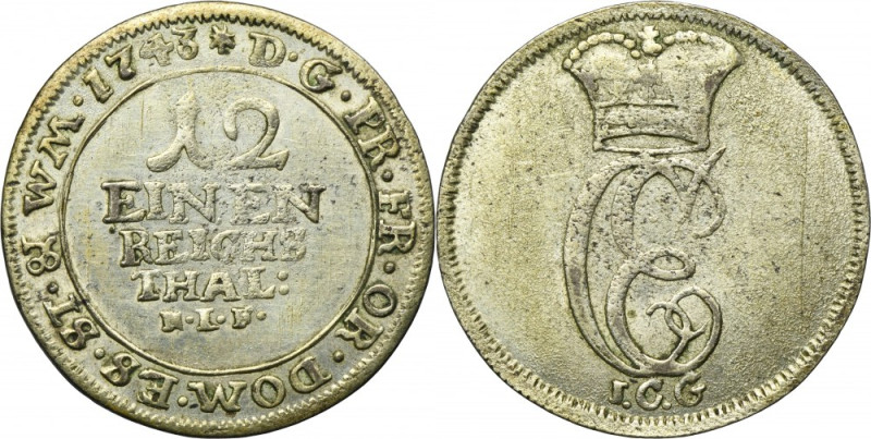 German, County of Eastern Friesland, Karl Edzard, 1/12 Thaler Esens 1743 ICG Var...