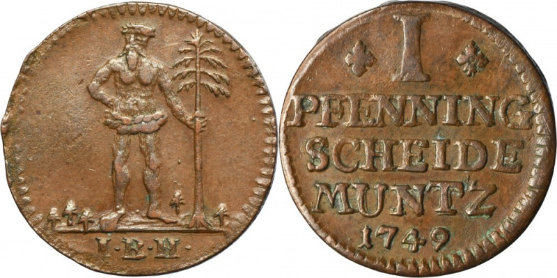Germany, Braunschweig-Calenberg-Hannover, Georg III, 1 Pfennig Zellerfeld 1749 I...