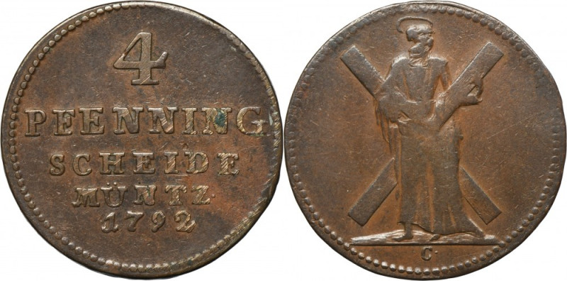 Germany, Braunschweig-Calenberg-Hannover, Georg III, 4 Pfennig Clausthal 1792 C ...