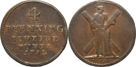 Germany, Braunschweig-Calenberg-Hannover, Georg III, 4 Pfennig Clausthal 1792 C