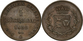 Germany, Duchy of Schleswig-Holstein, Christian VII, 1 Sechsling Altona 1850 TA