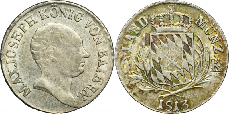 Germany, Kingdom of Bayern, Maximillian I Joseph, 6 Kreuzer Munich 1813 Referenc...