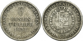Germany, Electorate of Hesse, Wilhelm II and Friedrich Wilhelm, 1/6 Thaler Clausthal 1837