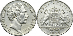 Germany, Kingdom of Bavaria, Maximilian II Joseph, 2 Gulden Munich 1851
