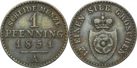 Germany, Principality of Lippe, Paul Friedrich Emil Leopold III, 1 Pfennig Berlin 1851 A