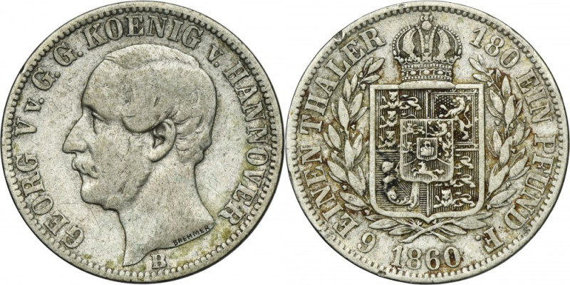 Germany, Kingdom of Hannover, George V, 1/6 Thaler Hannover 1860 B Silver '520'....