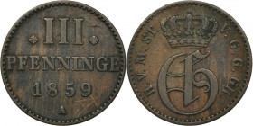 Germany, Grand Duchy of Mecklenburg-Strelitz, Georg, 3 Pfennig Berlin 1859 A