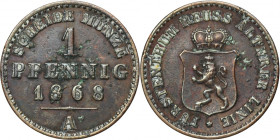 Germany, Principality of Reuss-Schleiz, Heinrich XIV, 1 Pfennig Berlin 1868 A