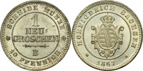 Germany, Kingdom of Sachsen, Johann V, 1 Neugroschen Dresden 1867 B