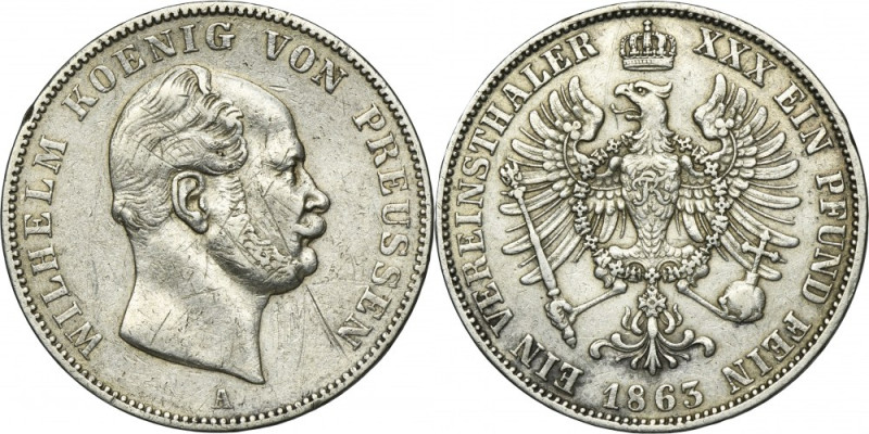 Germany, Kingdom of Prussia, Wilhelm I, Thaler Berlin 1863 A Silver '900'. 
 Di...