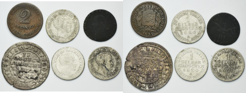 Set, Germany, Mix of coins (6 pcs.) Set of six German coins, include four coins ...