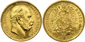 Germany, Kingdom of Prussia, Wilhelm I, 10 Mark Berlin 1872 A - ex. NGC MS65