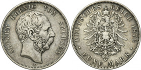 Germany, Kingdom of Saxony, Albert, 5 Mark Dresden 1876 E