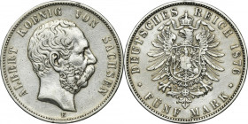 Germany, Kingdom of Saxony, Albert, 5 Mark Muldenhütten 1876 E