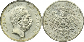 Germany, Kingdom of Saxony, Albert, 5 Mark Muldenhütten 1899 E