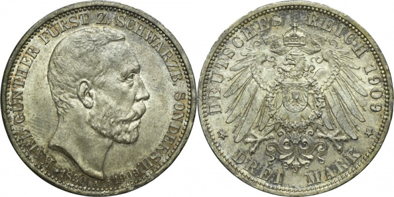 Germany, Schwarzburg-Sondershausen, Karol Günther, 3 posthumous Mark Berlin 1909...