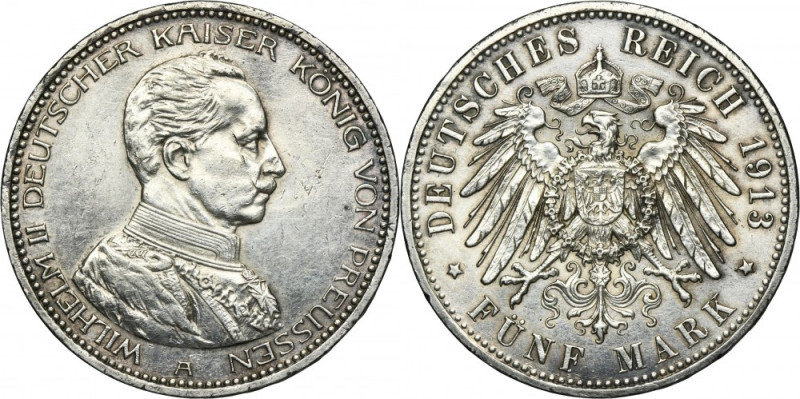 Germany, Kingdom of Prussia, Wilhelm II, 5 Mark Berlin 1913 A Issue minted on th...