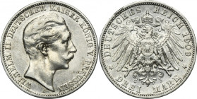 Germany, Kingdom of Prussia, Wilhelm II, 3 Mark Berlin 1909 A