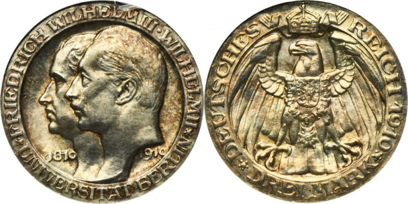 Germany, Kingdom of Prussia, Wilhem II, 3 mark Berlin 1910 Issue minted for the ...