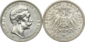 Germany, Kingdom of Prussia, Wilhelm II, 3 Mark Berlin 1910 A