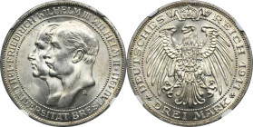 Germany, Kingdom of Prussia, Wilhelm II, 3 Mark Berlin 1911 A - NGC MS64