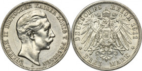 Germany, Kingdom of Prussia, Wilhelm II, 3 Mark Berlin 1911 A