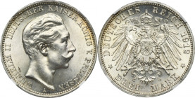 Germany, Kingdom of Prussia, Wilhelm II, 3 Mark Berlin 1912 A - NGC MS64