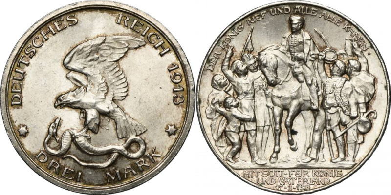 Germany, Kingdom of Prussia, Wilhelm II, 3 Mark Berlin 1913 A Issue minted on th...