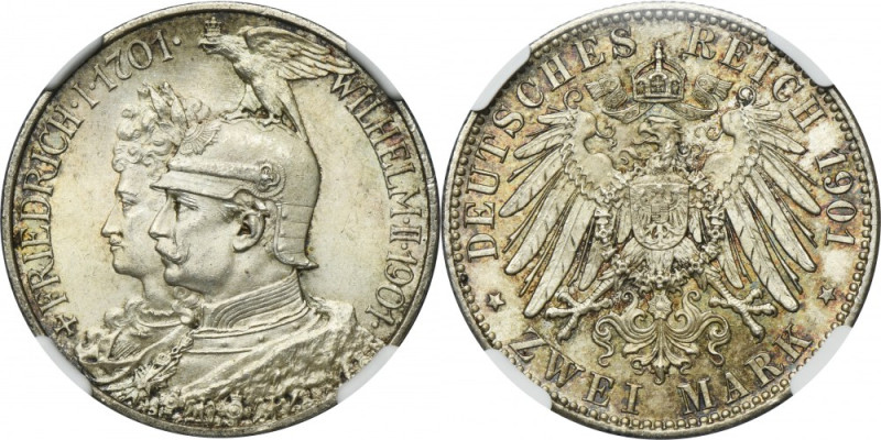 Germany, Kingdom of Prussia, Wilhelm II, 2 Mark Berlin 1901 - NGC MS64 Issue min...