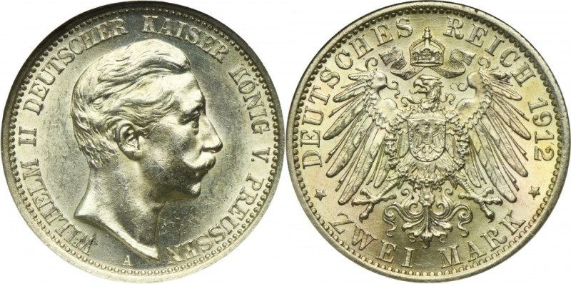 Germany, Kingdom of Prussia, Wilhelm II, 2 Mark Berlin 1912 A Silver '900'. Coin...