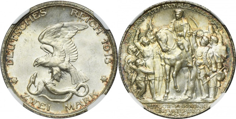 Germany, Kingdom of Prussia, Wilhelm II, 2 Mark Berlin 1913 A - NGC MS65 Issue m...