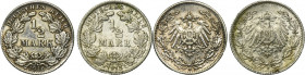 Set, Germany, German Empire, Wilhelm II, 1/2 Mark 1915 and 1918 (2 pcs.)