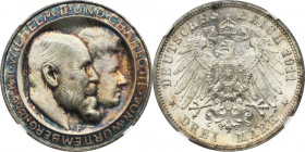 Germany, Kingdom of Württemberg, William II, 3 Mark Stuttgart 1911 F - NGC MS65