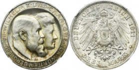 Germany, Kingdom of Württemberg, William II, 3 Mark Stuttgart 1911 F - NGC MS64+