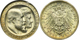 Germany, Kingdom of Württemberg, William II, 3 Mark Stuttgart 1911 F