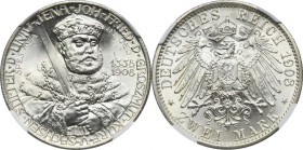 Germany, Saxony-Weimar-Eisenach, Wilhelm Ernst, 2 Marki Berlin 1908 - University of Jena - NGC MS65+